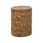 Side Table Teak Wood Cylindrical Rustic Style Accent Nightstand