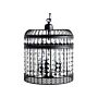 Pendant Ceiling Lamp Black Metal Cage Open Shade Faux Crystals