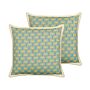 2 Scatter Cushions Cotton Flower Pattern 45 X 45 Cm Decorative Piping Removable Cover