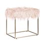 Faux Fur Footstool Pink With Gold Metal Base Faux Sheepskin Dressing Table Stool