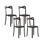 Set Of 4 Garden Chairs Black Polypropylene Lightweight Weather Resistant Plastic