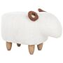 Animal Lamb Children Stool White Polyester Fabric Upholstered Wooden Legs Nursery Footstool Beliani