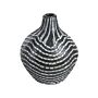 Decorative Vase Black And White Terracotta 35 Cm Handmade Striped Pattern