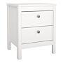 Madrid Bedside Table 2 Drawers In White