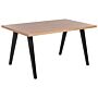 Dining Table Light Wood And Black Rubberwood 150 X 90 Cm Legs Mdf Top In Oak Veneer