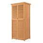 Outsunny 87 X 47 X 160cm Wooden Garden Storage Shed, Sheds & Outdoor Storage With Asphalt Roof & 2 Large Wood Doors With Lock, Natural