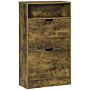 Homcom Shoe Cabinet With 2 Flip Doors, Slim 2-drawer Shoe Cupboard With Adjustable Divider And Open Compartment, Entryway Storage Unit, Rustic Brown