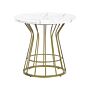 Coffee Table White With Gold Mdf Iron ⌀ 50 Cm Marble Effect Top Metal Base Open Frame