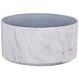 Indoor Outdoor Plant Flower Pot White Marble Effect Stone Mixture Round 43 Cm Modern Design Uv Resistant