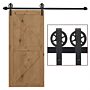 Homcom 6.6 Ft/ 2000mm Carbon Steel Sliding Barn Door Kits Hardware Closet Set Track System For Single Wooden Door Industrial Wheel Style Roller