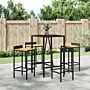 Vidaxl 5 Piece Garden Bar Set Black Poly Rattan& Solid Wood Acacia