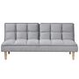 Sofa Bed Light Grey 3 Seater Reclining Back Quilted