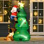 Homcom 1.8m Inflatable Christmas Tree, Led Lighted With Santa Claus Dog For Home Indoor Outdoor Garden Lawn Decoration Party Prop