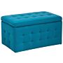 Ottoman Blue Velvet Tufted Upholstery Bedroom Bench With Storage