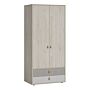 Denim 2 Door 2 Drawer Wardrobe In Light Walnut, Grey Fabric Effect And Cashmere