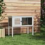 Pawhut Wooden Rabbit Hutch Guinea Pig Hutch Bunny Cage Garden Built In Tray Openable Asphalt Roof Small Animal House 84 X 43 X 70 Cm Brown