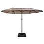 Outsunny 4.6m Garden Parasol Double-sided Sun Umbrella Patio Market Shelter Canopy Shade With Umbrella Stand, Tan