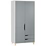 Homcom Wardrobe With 2 Doors, 2 Drawers, Hanging Rail, Shelves For Bedroom Clothes Storage Organiser, 89x50x185cm, Grey