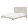 Eu King Size Bed Beige Fabric 5ft3 Upholstered Frame Metal Hairpin Legs Tufted Headboard