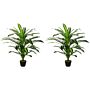 Outsunny 110cm/3.6ft Artificial Dracaena Tree Decorative Plant 40 Leaves With Nursery Pot, Fake Tropical Tree For Décor, Set Of 2