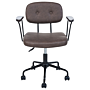 Office Chair Dark Brown Faux Leather Swivel Adjustable Height With Armrests Home