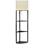 Homcom Corner Floor Lamp With Shelves, Modern Tall Standing Lamps, With Pull Chain Switch (bulb Not Included), Black