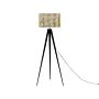 Floor Lamp Gold Polycotton 156h Cm Black Metal Tripod Legs Drum Shade