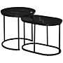 Homcom Marble-effect Nest Of Tables - Black/white