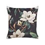 Decorative Cushion Black Multicolour Floral Pattern 45 X 45 Cm