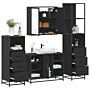 Vidaxl 4 Piece Bathroom Furniture Set Black Engineered Wood