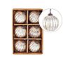 Set Of 6 Christmas Baubles Silver Glass Hanging Distressed Effect Xmas Tree Balls Holiday Decor