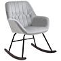 Homcom Rocking Chair Reading Accent Armchair With Steel Frame Sponge Padded, Grey And Black