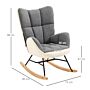 Homcom Rocking Chair For Nursery, Upholstered Wingback Armchair With Steel And Wood Legs, Grey And Cream