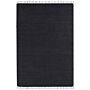 Runner Rug Black Jute 160 X 230 Cm Rectangular With Decorative Tassels Handwoven