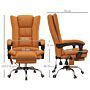 Vinsetto Vibration Massage Office Chair With Heat, Pu Leather Computer Chair With Footrest, Armrest, Reclining Back, Light Brown