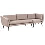 Outdoor Sofa Beige Polyester Upholstery 3 Seater Garden Couch Right Hand Uv Water Resistant