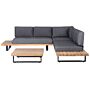 Corner Sofa Garden Set Grey And Light Wood 5 Seater Low Seat With Coffee Table