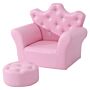 Homcom Children Kids Sofa Set Armchair Chair Seat With Free Footstool Pu Leather Pink