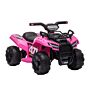 Homcom Kids Ride-on Four Wheeler Atv Car With Real Working Headlights, 6v Battery Powered Motorcycle For 18-36 Months, Pink