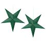 Set Of 2 Star Lanterns Green Glitter Paper 60 Cm Hanging Christmas Home Decororation Seasonal Festive