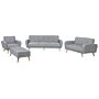 Living Room Set Grey Fabric 3 + 2 + 1 Seater Footstool Sleeper Function