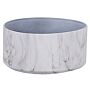 Indoor Outdoor Plant Flower Pot White Marble Effect Stone Mixture Round 35 Cm Modern Design Uv Resistant