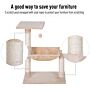 Pawhut Cat Tree Hammock Bed Natural Sisal Scratching Post W/ Dangle Toy 2 Tier 70cm Pet Scratch Stand