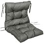 Outsunny Garden Back Chair Cushion, Comfortable Patio Seat Cushion Pad With Backrest For Outdoor & Indoor Use, Light Grey