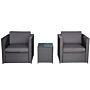 Outsunny 3 Pcs Pe Rattan Garden Furniture Patio Bistro Set Weave Conservatory Sofa Table And Chairs Set Black