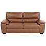 Sofa Golden Brown 3 Seater Faux Leather