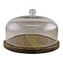 Mango Wood Cake Stand With Glass Dome