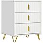 Homcom Elegant Chest Of Three Drawers - White/gold-tone