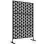 Outsunny Metal Decorative Privacy Screen Outdoor Divider, Black Grid