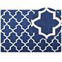 Area Rug Blue Wool 160 X 230 Cm Trellis Quatrefoil Pattern Hand Tufted Oriental Moroccan Clover